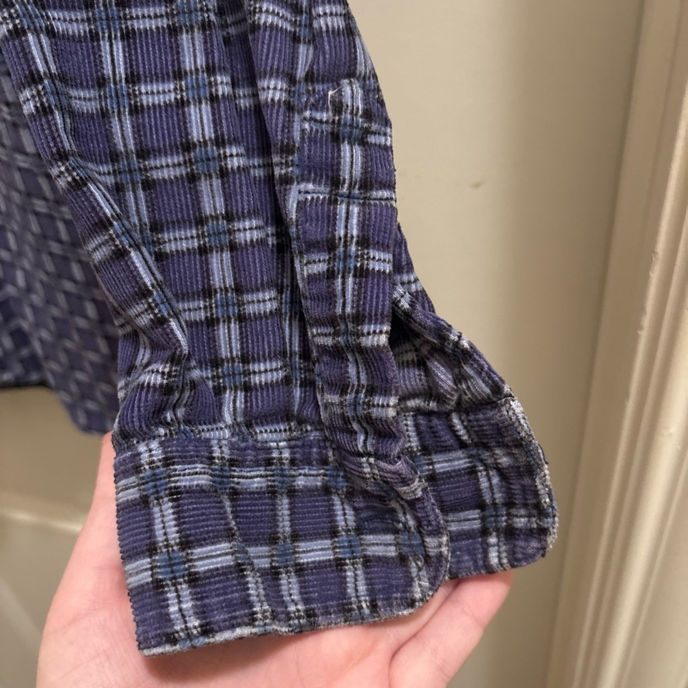 Vintage Disney Pooh Eeyore Womens Long Sleeve Button Shirt Plaid Corduroy Large - Picture 6 of 7